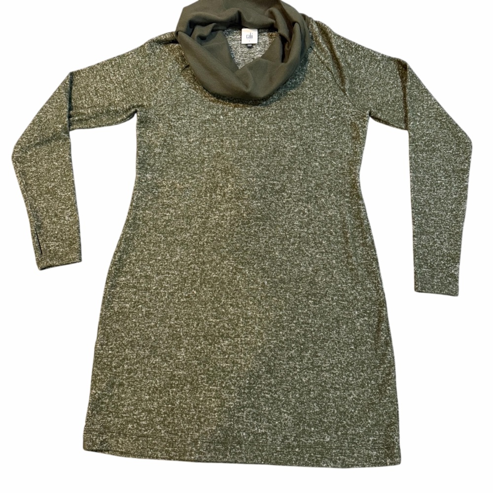 cabi Moss Green Solace Soft Knit Dress with‎ Cowl Neck (Size S)